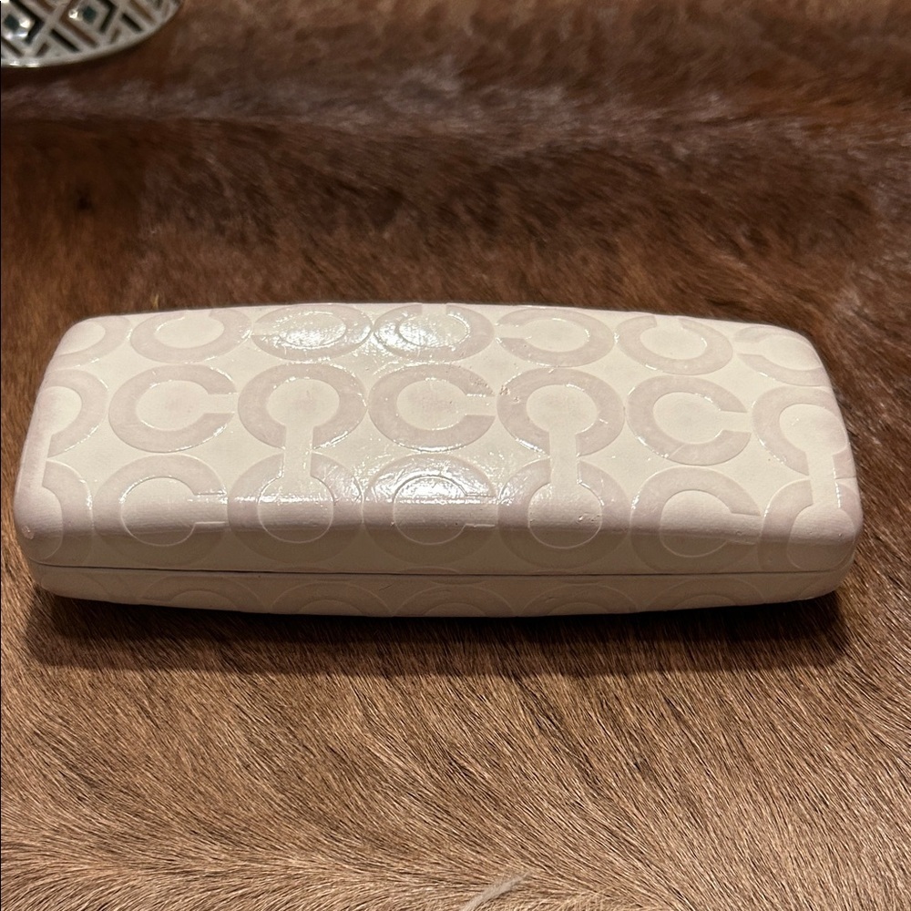 Coach Beige Embossed Sunglasses Case